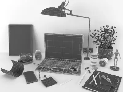 workplace decorative set - home office 3D model