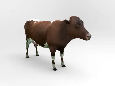 3D Cow Rigged game ready low poly model Low-poly 3D model