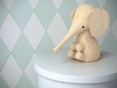 Cat and Baby Elephant 3D model