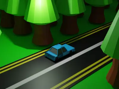 Spooky Road with trees  Free low-poly 3D model
