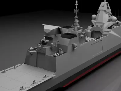 Frigate 3D model by MilitaryCG - Textured