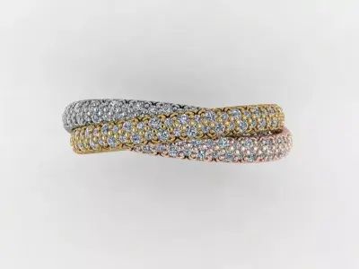 Ring Tri Color Small Model Diamond 3D print model