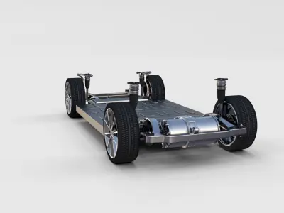 Tesla Model S 2016 Blue with interior and chassis 3D model