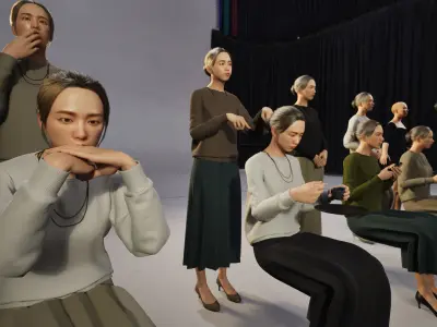 Modular Character - Asian Smart Casual Woman - FK2 Low-poly 3D model