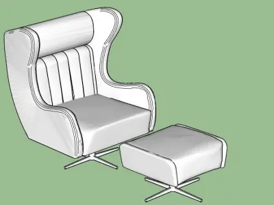 Luxury Accent chair with Footstool 3D model