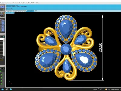 Luxury Emerald Cluster Floral Ring 3D Model 4805 3D print model