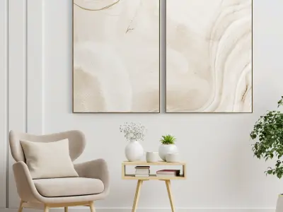 Plaster Two Photo Frame E-34 Low-poly 3D model