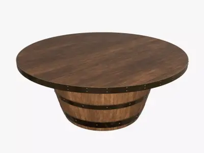 Wooden barrel coffee table 3D model