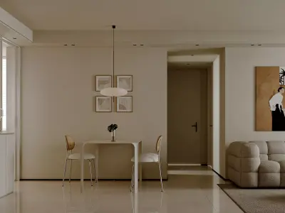 Modern living room dining room interior scenes 132 3D model
