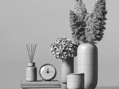 Decorative set with pampas branches 3D model