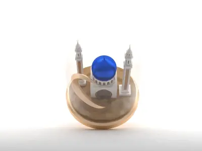 Mosque With Crescent in Desert Sphere  3D model