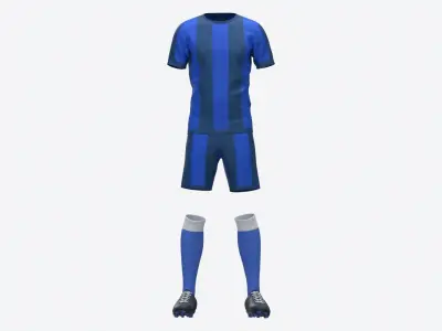 Soccer Uniform with Boots Blue Stripes 3D model