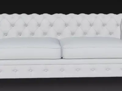 Luxurious White Chesterfield Sofa 3D Model 3D model