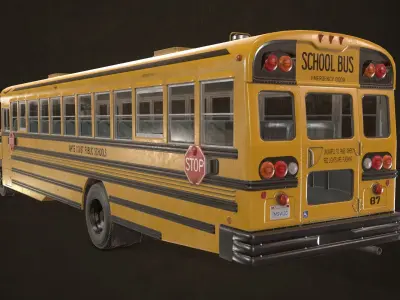 School Bus Low-poly 3D model