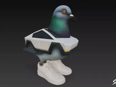 Piccione Macchina - Italian Brainrot Low-poly 3D model