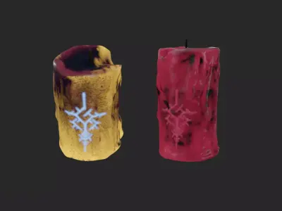 Stylized Ceremonial Candle Multiple Asset Low-poly 3D model