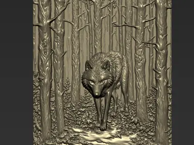 Wolf in Forest A56 3D print model