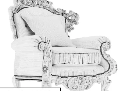 Armchair luxury with gold and accents 3D model