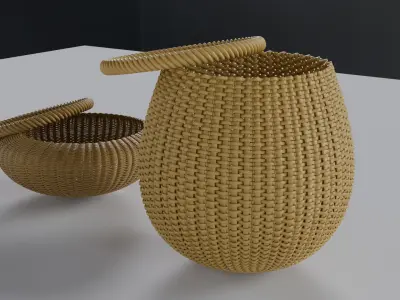 Wicker Basket 3D model 3D model