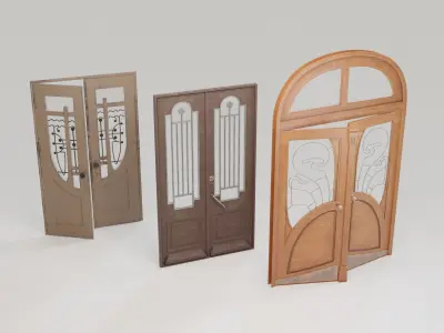 Old Doors pack Low-poly 3D model