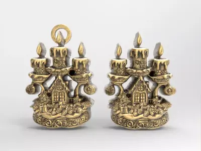 christmas tree candle decor  3D print model