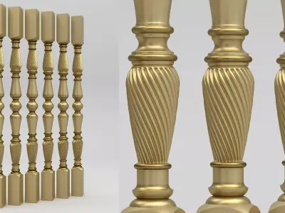Carved Baluster 3D model shop