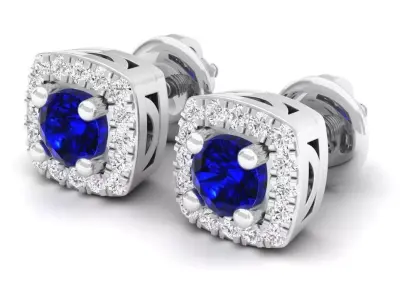 AV 293 Round Diamond Ladies Halo Style Stud Earring 3D print model