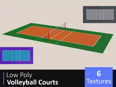 Volleyball Courts Pack Low-poly 3D model