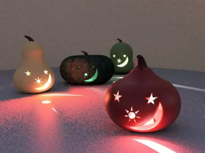 Pumpkin light Sun Moon and Stars 3D print model