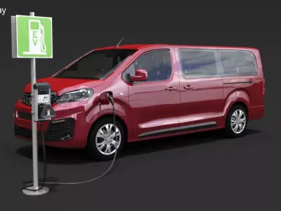 Opel Zafira-e and Charging Point 3D model