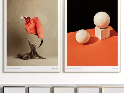 Plaster Two Photo Frame E-25 Low-poly 3D model