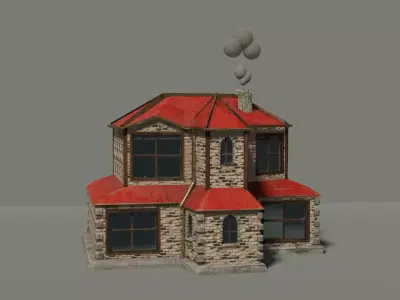 3D stylized house model Free low-poly 3D model