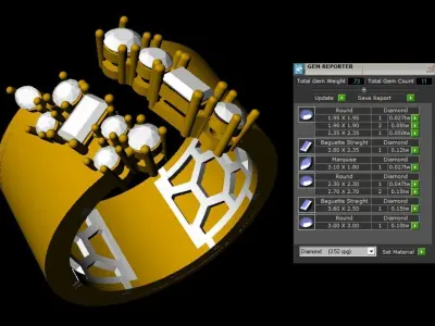 Band ring adorned with a mix of dazzling diamonds 3D print model