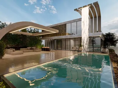 Modern Luxury Cliffside Villa Exterior - Lumion  Scene 3D model