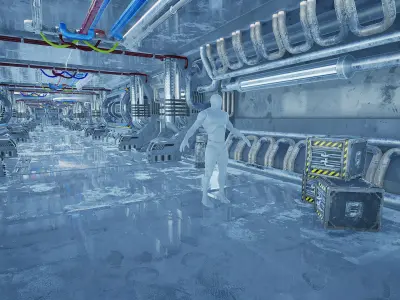 Scifi Corridor Orbit - Unreal Engine Project Low-poly 3D model