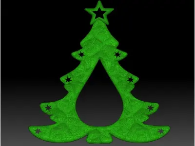 Printable Christmas Tree  pendant Ornament   3D print model