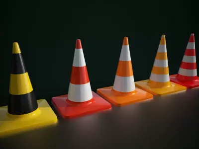 Free 5 Cone Pack  Low Poly PBR Unity  Unreal Ready 2K PNG Free low-poly 3D model