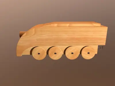 Wooden Toy Train - Engine 001 Low-poly 3D model