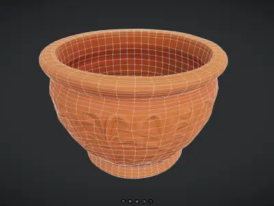 Terracotta Plant Pot Low-poly 3D model