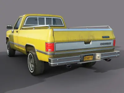 Chevrolet C10 1982 Yellow Low-poly 3D model