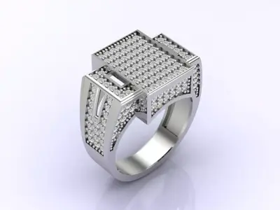 Print Ready STL 3DM  Gents Rings Diamond Men Ring  3D print model 35