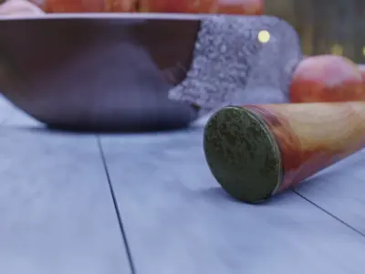 apple in a bronze bowl Free low-poly 3D model