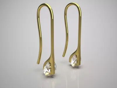 Brilliant Diamond Drop Earrings in Yellow Gold je0124 3D print model