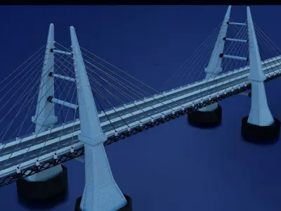 Modern Bridge - Cable stayed type  3D model