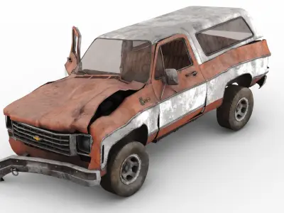 Crashed Chevrolet K5 Blazer 1975 Low-poly 3D model