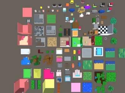 Voxel Mesh Town Set 3D model