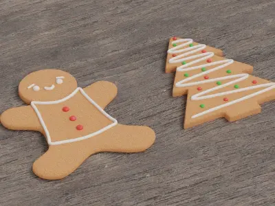 Gingerbread Christmas Cookies Free 3D model