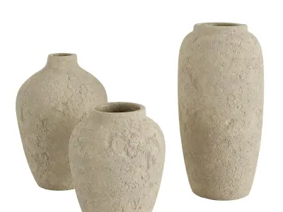 Textured Cream Vase 3D model