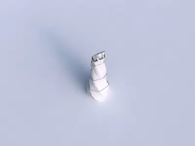 Vase twisted top bent hexagon with sharp ribbons 3D print model