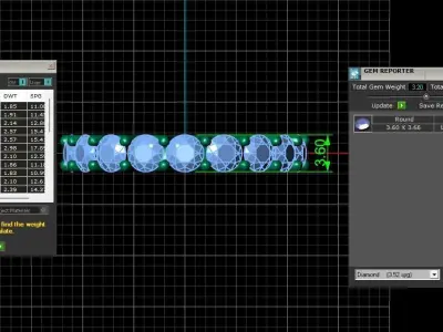 U Shaped Eternity Ring 3 point 6 mm stone size swiss 12 and EU52 3D print model